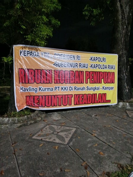 Ribuan Korban Kapling Kurma PT KKI Muncul di Spanduk, Laporan ke Polda Riau Sejak 2021 Diminta Jadi Atensi