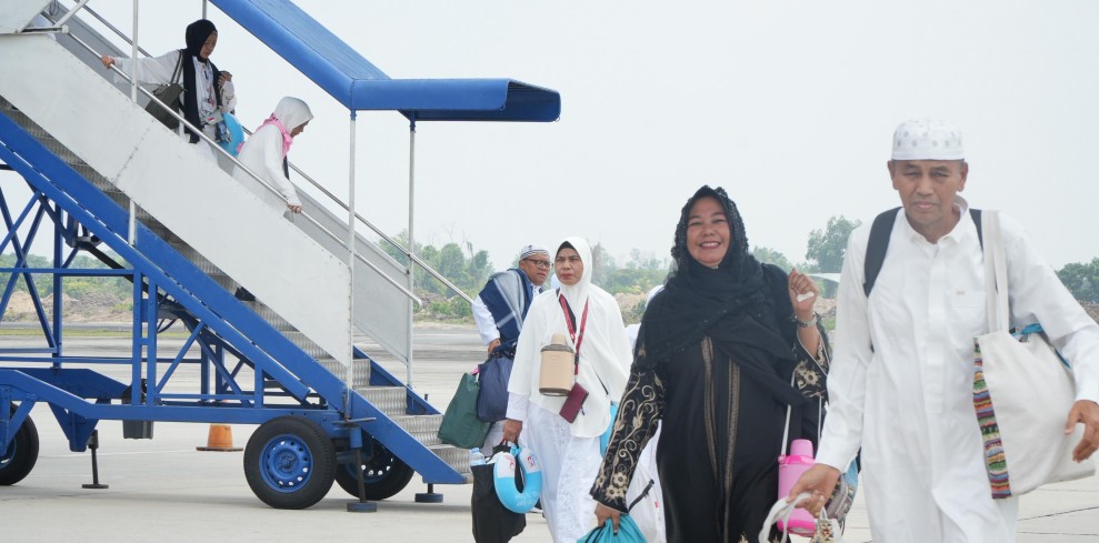 213 Jamaah Haji Kloter 1 Riau Tiba di Pekanbaru, Keluarga Dihimbau Tak Menjemput ke Bandara